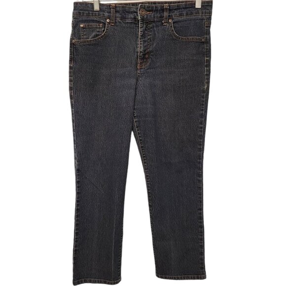 Bandolino Mandie Straight‎ Leg Jeans Mid-Rise Dark Wash Blue Womens Size 12 EUC - Picture 1 of 12